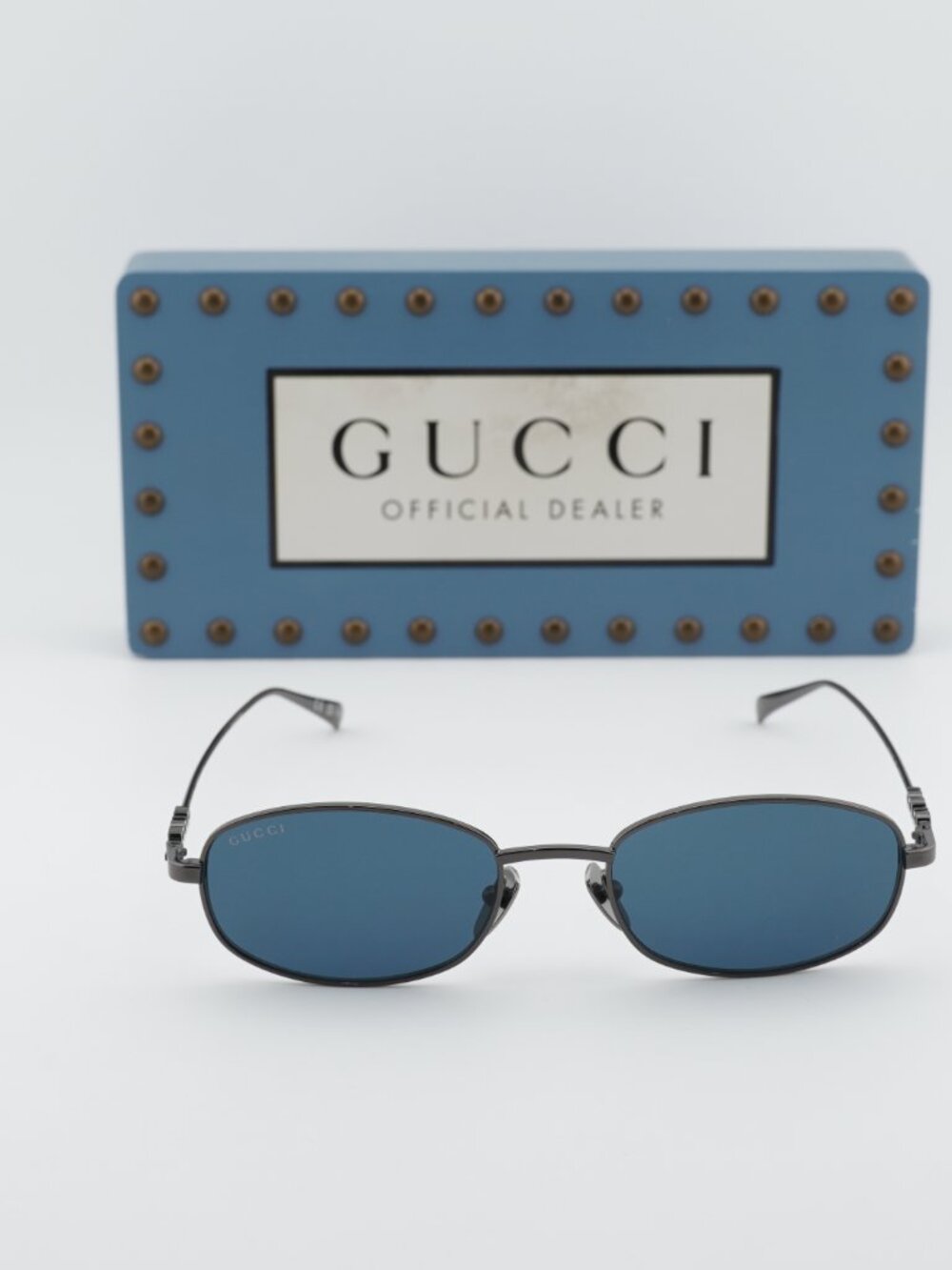 Gucci GG1940S 001 Rectangle Sunglasses - Ruthenium / Blue - Picture 3 of 10